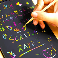 Sheets Kids Coloring Book Art Scratch Black Paper Rainbow Color Drawing Book