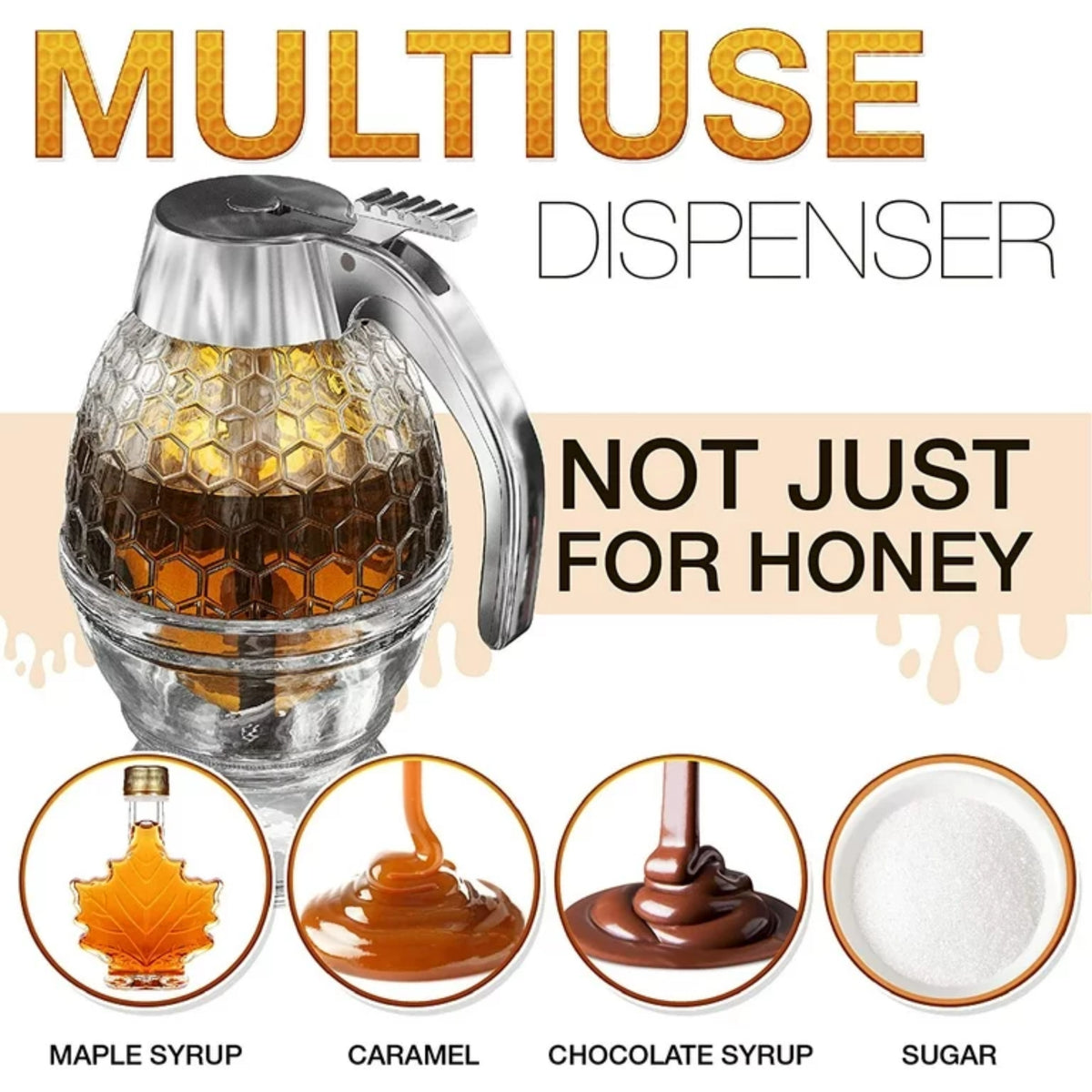 Multiuse Dispenser Squeeze Bottle Honey Jar Container Bee Drip Dispenser