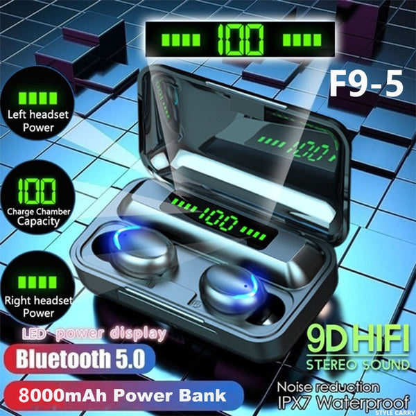 F9-5 TWS 5.0 Bluetooth Earphone Wireless Stereo Earbuds Headset with Power