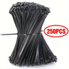 250pcs Durable Nylon Cable Ties - Multi-Size 4/6/8/10 Inch - Strong 50lbs