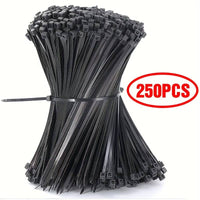 250pcs Durable Nylon Cable Ties - Multi-Size 4/6/8/10 Inch - Strong 50lbs