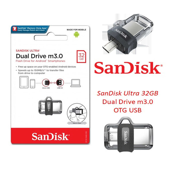 SanDisk Ultra Dual Flash Drive 16GB & 32GB M3.0 USB 3.0 OTG For Android & Computers