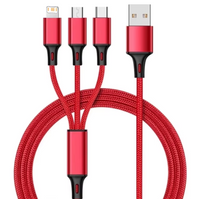 Charger 3 in 1 USB Cable for iPhone, All Android Phones Micro USB and Type C