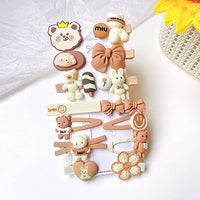 14pcs Cartoon Bear Baby Hair Clips Cute Girls Princess Hairpins Hair Accessories