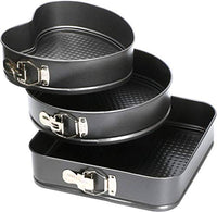 Cake Baking Mould Tray ( Heart, Round, Square ) 3 Pcs - Black