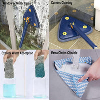 Dinning Cleaning Mop 360 Rotatable Long Triangular Mop Foldable Automatic