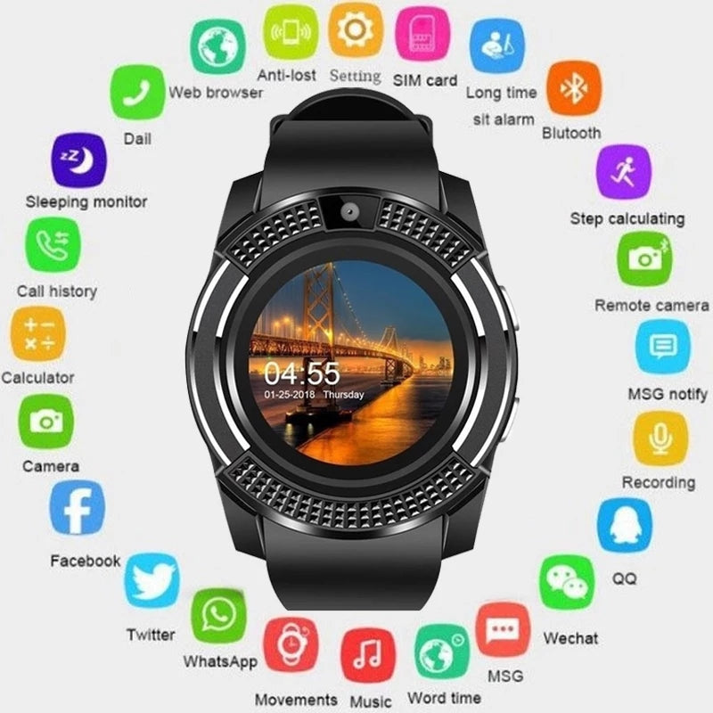 V8 Bluetooth Smartwatch with Sim and Camera - Phones