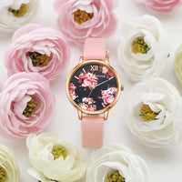 Luxury Leather Strap Rose Gold Frame Watch