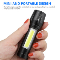 Mini LED Rechargeable Flashlight Light Camping COB Light Flashlight