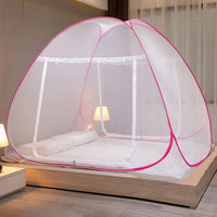 Foldable Mosquito Net (6 Ft) One Side Zipper with Bottom Layer Net