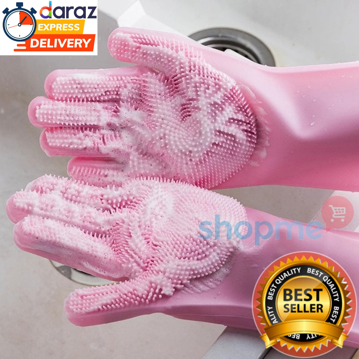 Reusable Silicone Heat Resistant Gloves Household Brush for Cleaning