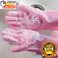 Reusable Silicone Heat Resistant Gloves Household Brush for Cleaning