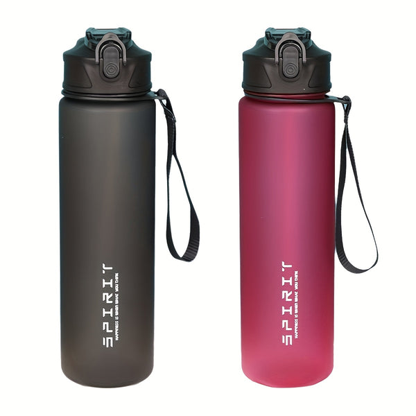 Grinkwell 26oz Frosted Sports Water Bottle - Leakproof, BPA-Free PC with