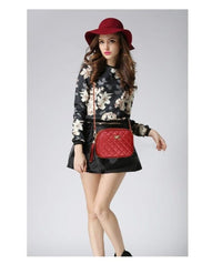 2025 Fashion Female Shoulder Bag Rhombus Embroidered Solid Color Chain Women