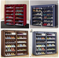 12 Layer Double Side Shoe Rack,12 Tier Shoe Cabinet with Dust Cover, Shoe