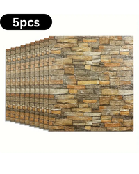 5pcs 3d Wall Stickers Wallpaper Foam Soft Tiles, Bedroom Faux Brick