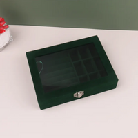 Velvet Glass Ring Earring Jewelry Display Organizer Box Tray Holder Storage Case