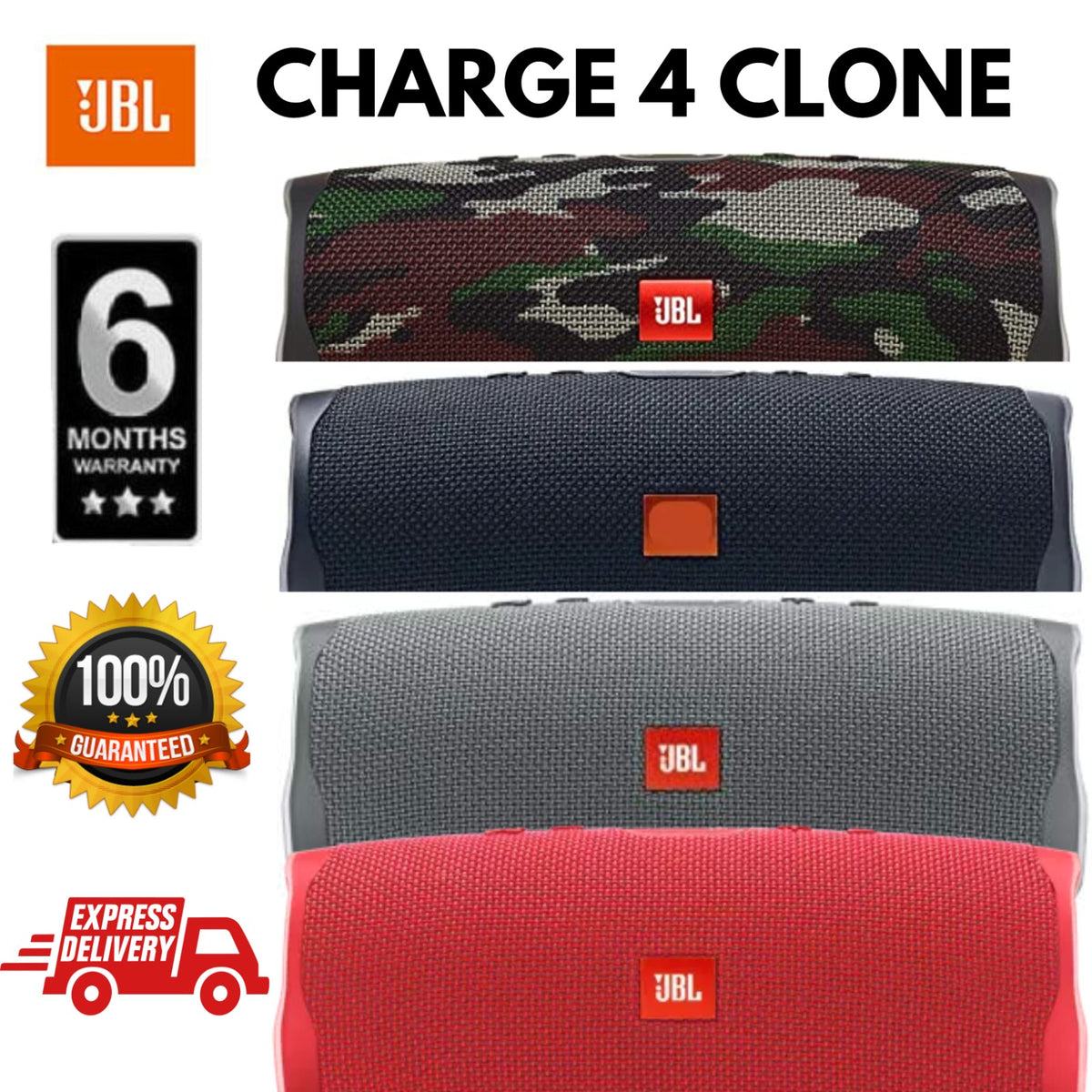Bluetooth Speaker Charge 4 Clone with FM Radio Big Bass Speaker