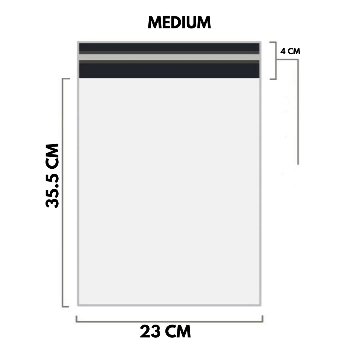 White Shipping Bag Poly Mailer Flyers - [35.5cm X 23cm+4cm - Medium] - 10