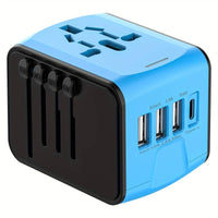 Global Travel Adapter with USB & Type-C Charging Universal Wall Charger with