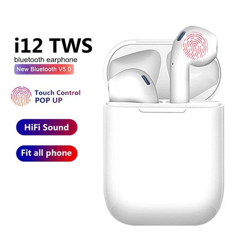 I12 Wireless Earphone Bluetooth 5.0 Macaron Touch Earbuds with Mic Charging