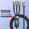 3 in 1 100w Transparent Fast Charging Cable Type C USB Micro for Huawei Oppo