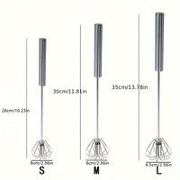 1pc, Semi Automatic Egg Whisk, Stainless Steel Hand Push Whisk, Egg Beater