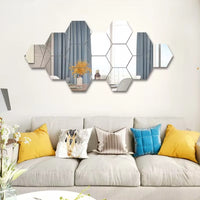 Mirror Wall Sticker Hexagon Decal Home - 12 Pcs Wall Art Fashion Mirror Wall