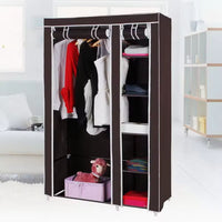 Freestanding Double-Door Fabric Wardrobe with Waterproof Cover, Strong Metal