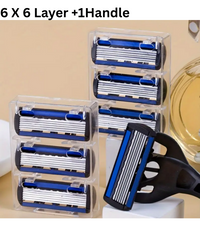 Men's and Women's Manual Safety Razor with 6 Layers of Stainless Steel Hair