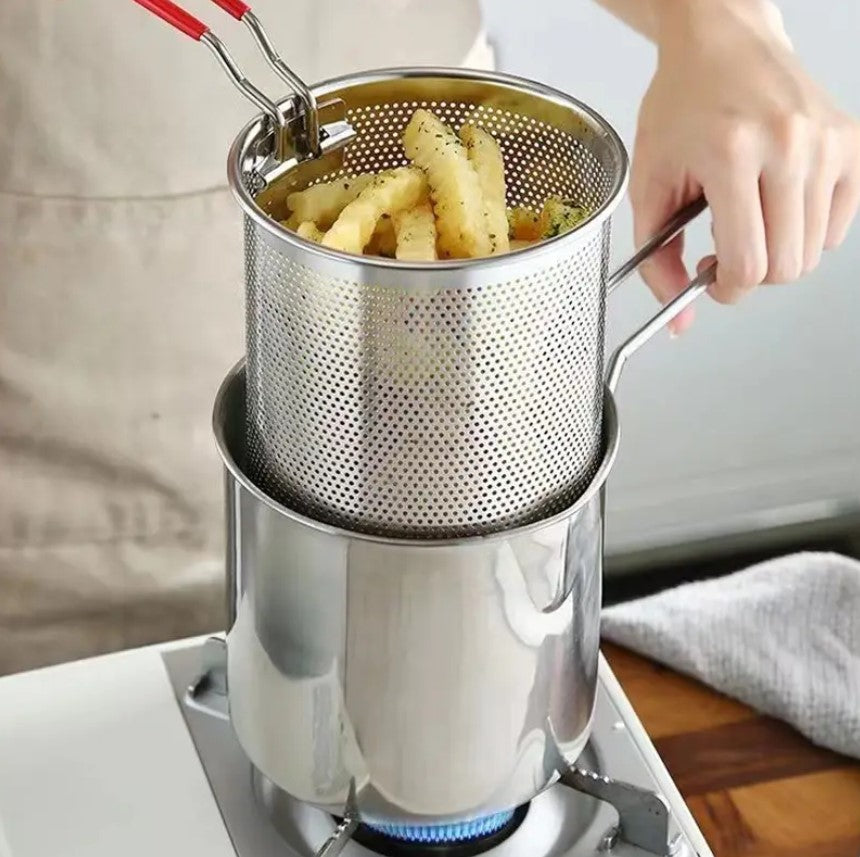 Versatile Stainless Steel Deep Fry Pot - Crispy Tempura, Fries, Chicken |