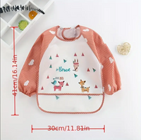 Cartoon Waterproof Long Sleeved Bib, Soft Feeding Bib, Great Christmas