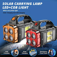 Hb 2678 Super Bright Solar LED Camping Flashlight with COB Work Lights USB