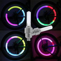 2 Pcs LED Bicycle Valve Rim Light Bike Car Tire Light Dust Valve Cap with