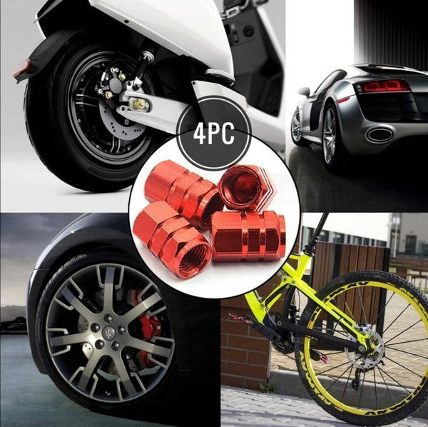 4pc Car Styling Tires Valve Black Color Aluminum Air Dust Stem Caps