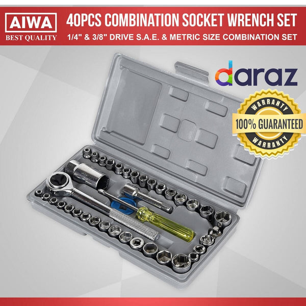 Aiwa 40 PC Socket Wrench and Tool Kit Set