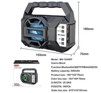 Portable Bass Speaker Bluetooth TF/USB/AUX/led Flashing Lights
