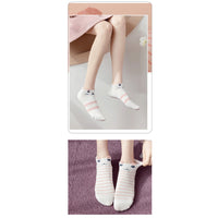 5 Pairs Women's Short Tube Socks Pink Cat Thin Four Seasons Cute Boat