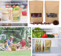 500g - Kraft Paper Bag Stand Up Pouch Food Zip Lock Packaging Window (18cm X
