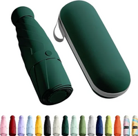 Compact Black Mini Capsule Umbrella - Portable, Foldable, Manual Open with