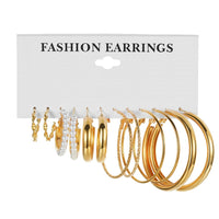 6 PC Elegant and Versatile: Ladies Round Geometry Pearl Earrings - Adding
