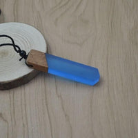 Wood Resin Necklace Pendant, with Adjustable Woven Rope Chain - Jewelry