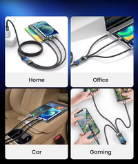3 in 1 100w Transparent Fast Charging Cable Type C USB Micro for Huawei Oppo