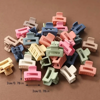 50pcs Mini Solid Color Hairpin Set Cute Rectangular Plastic Hairpin