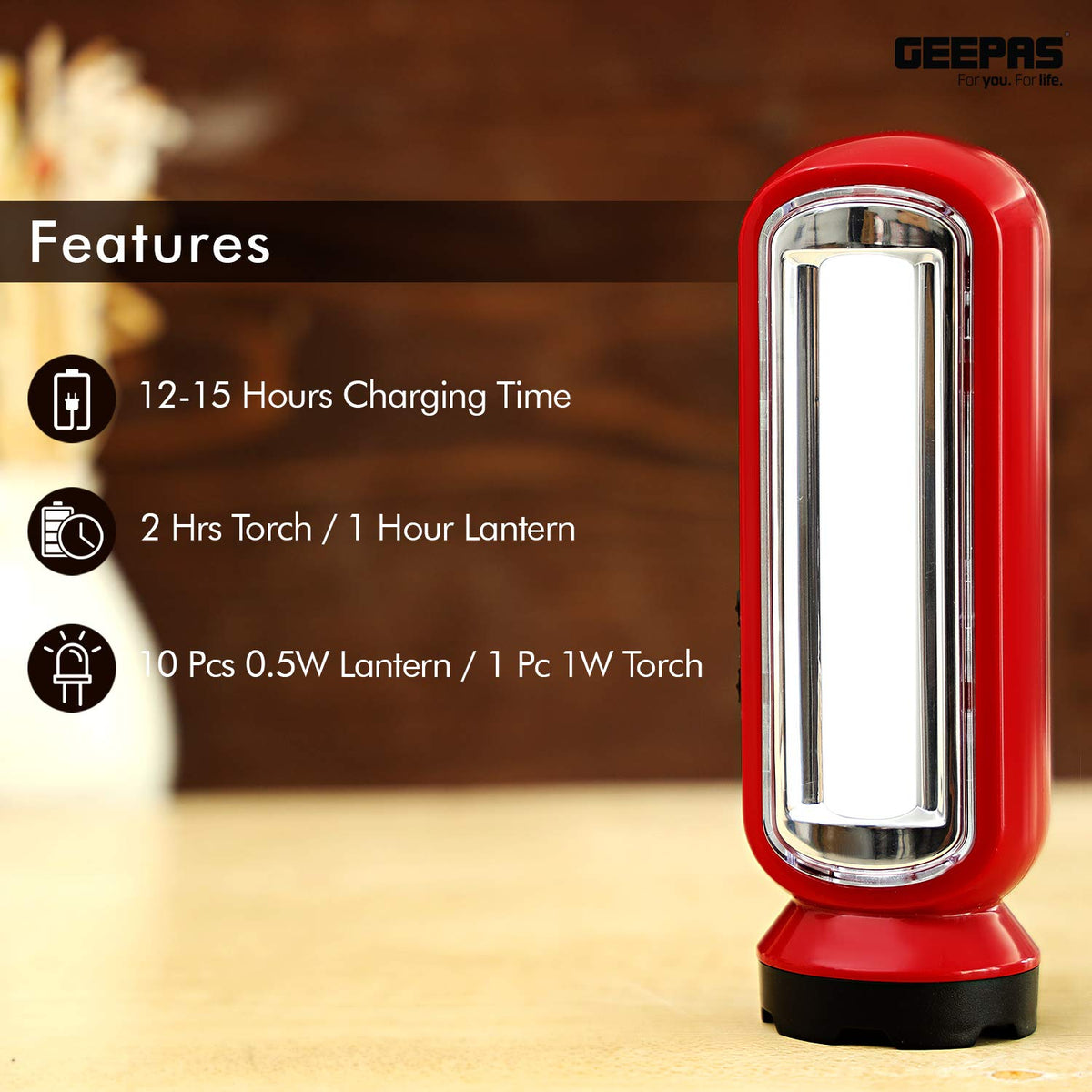 Power Saving Rechargeable Electic Geepas Gfl4663 Portable LED Torch with