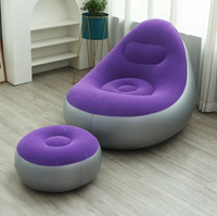 Comfortable Inflatable Sofa Set with Footrest 2pcs Air Lounge Chairs for