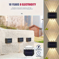 2pcs 6 LED Solar Wall Lamp / Outdoor Waterproof Up and Down Light Lighting