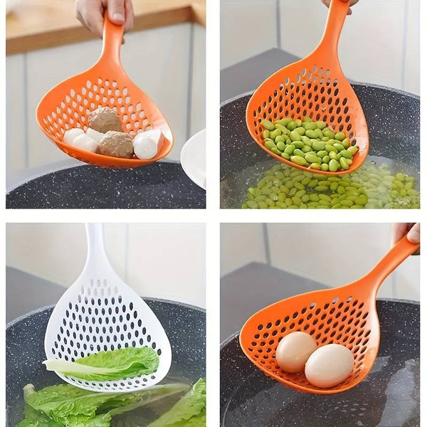 1pcs Household Kitchen Tool Food Straining Spoon Skimmer Anti-scald Plastic