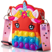 Pop Purse Silicone Sensory Unicorn Push Pop Bubble Bag Crossbody Bag
