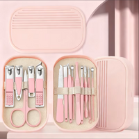 14pcs Premium Manicure and Pedicure Kit in Pink and Blue, Featuring